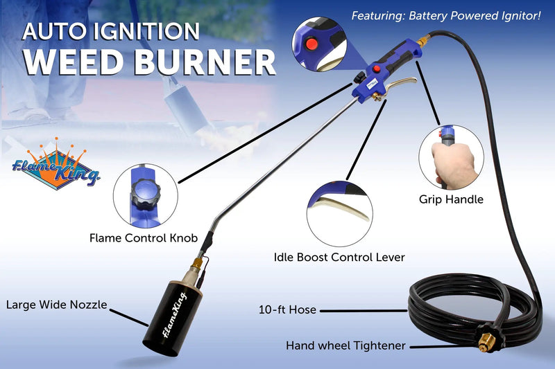 Flame King Propane Weed Burner Torch 340,000 BTU with Battery Operated Igniter by Flame King Products