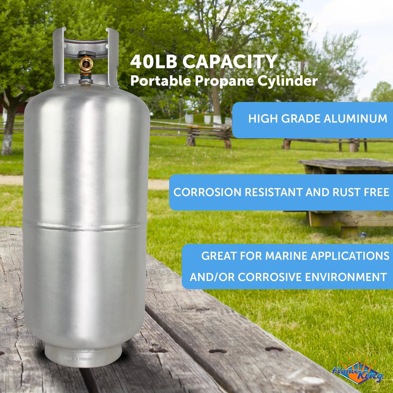 Flame King Lightweight Aluminum 40lb Propane Tank Cylinder Premium OPD Valve by Flame King Products