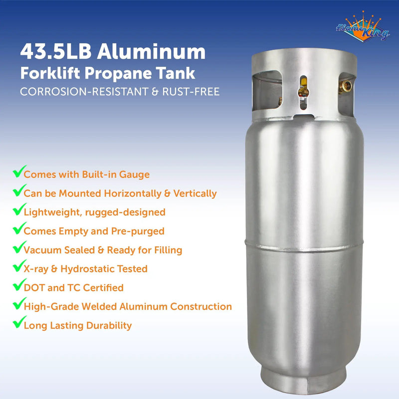 Flame King 43.5lb Aluminum Forklift Propane Tank Cylinder with Gauge by Flame King Products