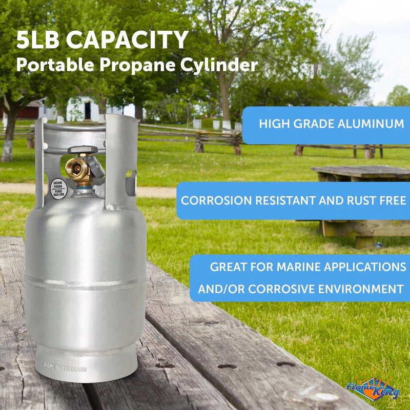 Flame King Lightweight 5lb Aluminum Propane Tank LP Cylinder with OPD & Gauge by Flame King Products