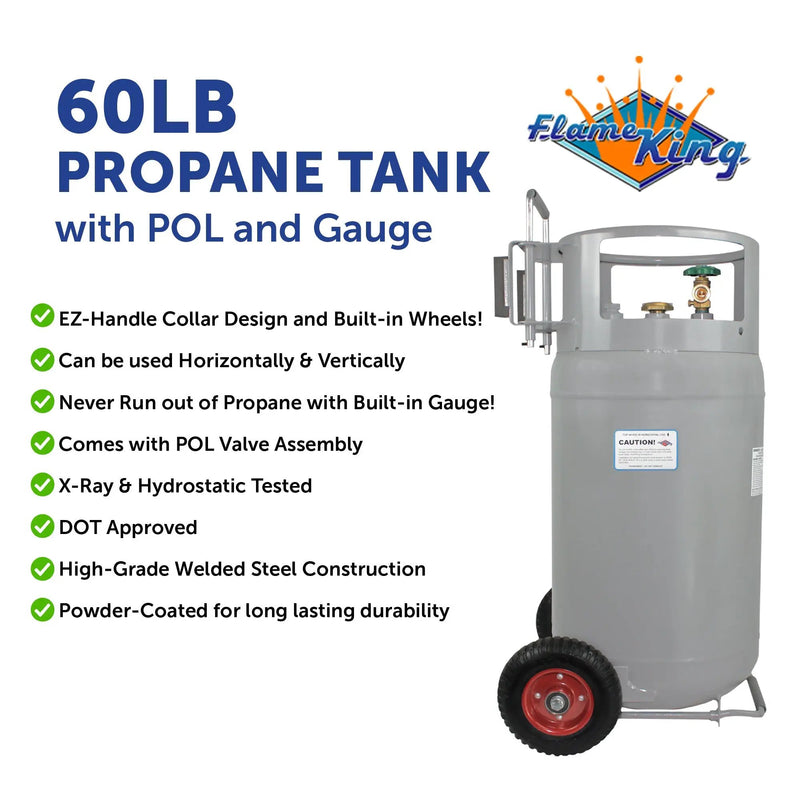 Flame King 60lb Horizontal & Vertical Propane Cylinder Gauge POL & Wheels by Flame King Products