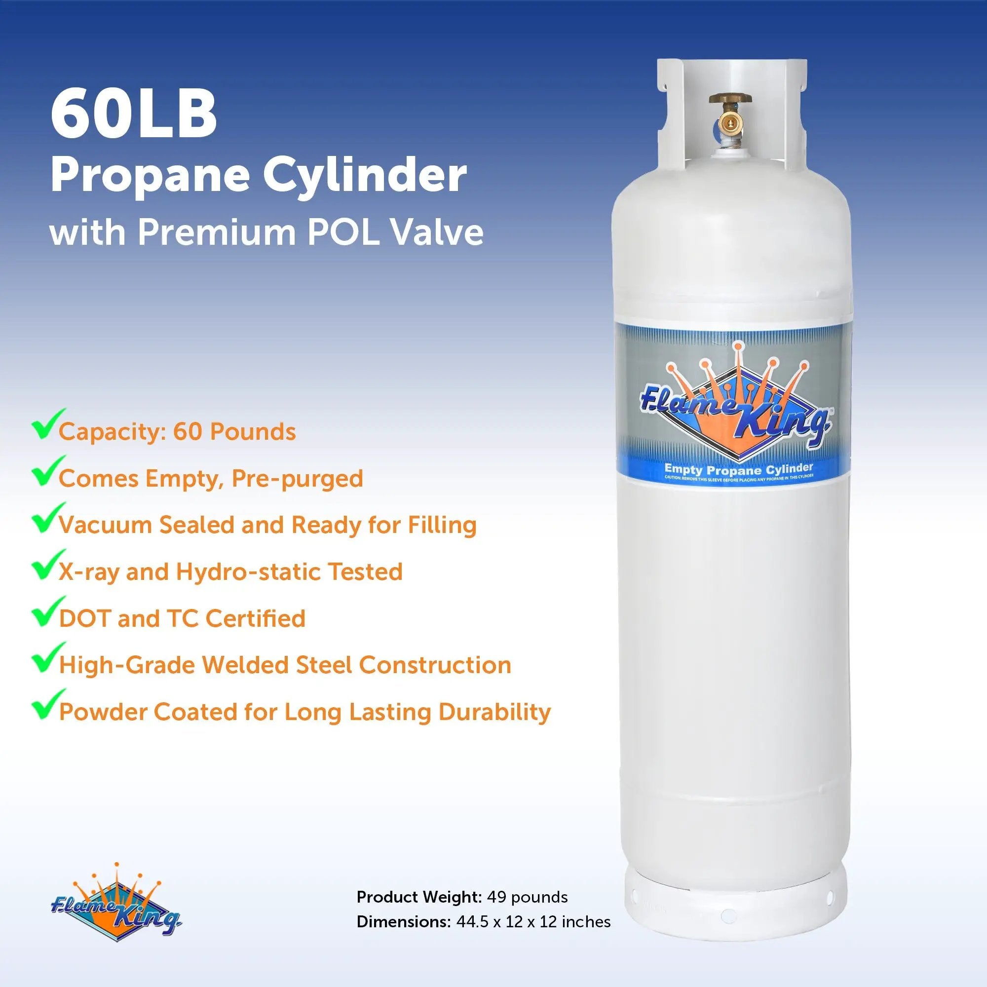 Flame King 60lb Propane Tank LP Cylinder with POL by Flame King Products