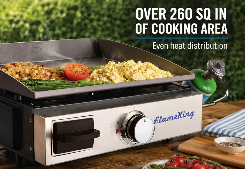 Flame King Flat Top Portable Propane Cast Iron Grill Griddle by Flame King Products