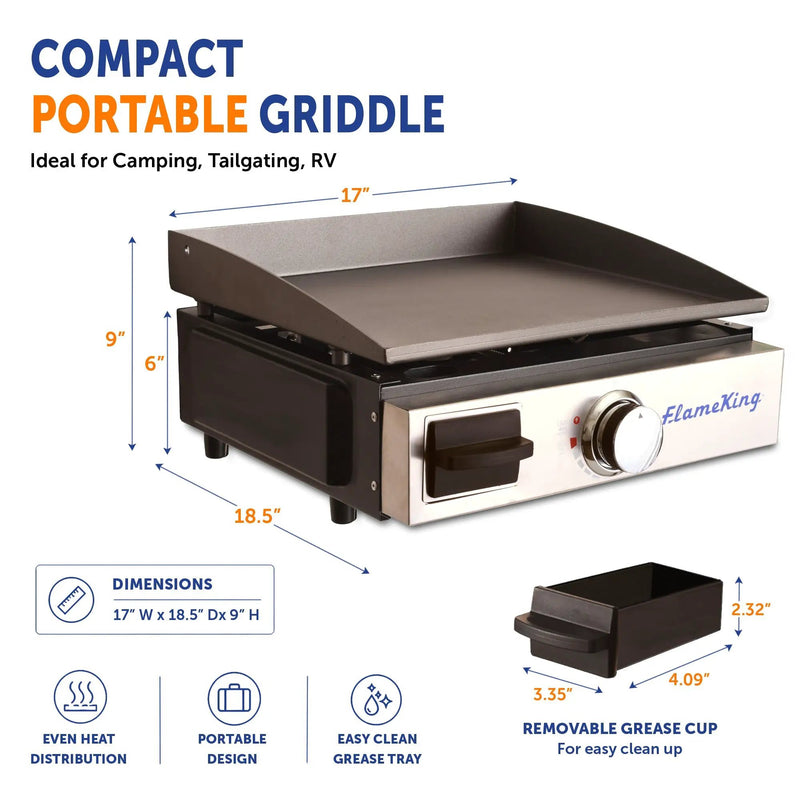 Flame King Flat Top Portable Propane Cast Iron Grill Griddle by Flame King Products