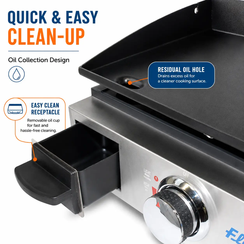 Flame King 17 inch LP Griddle with Small Regulator for RV pullout by Flame King Products