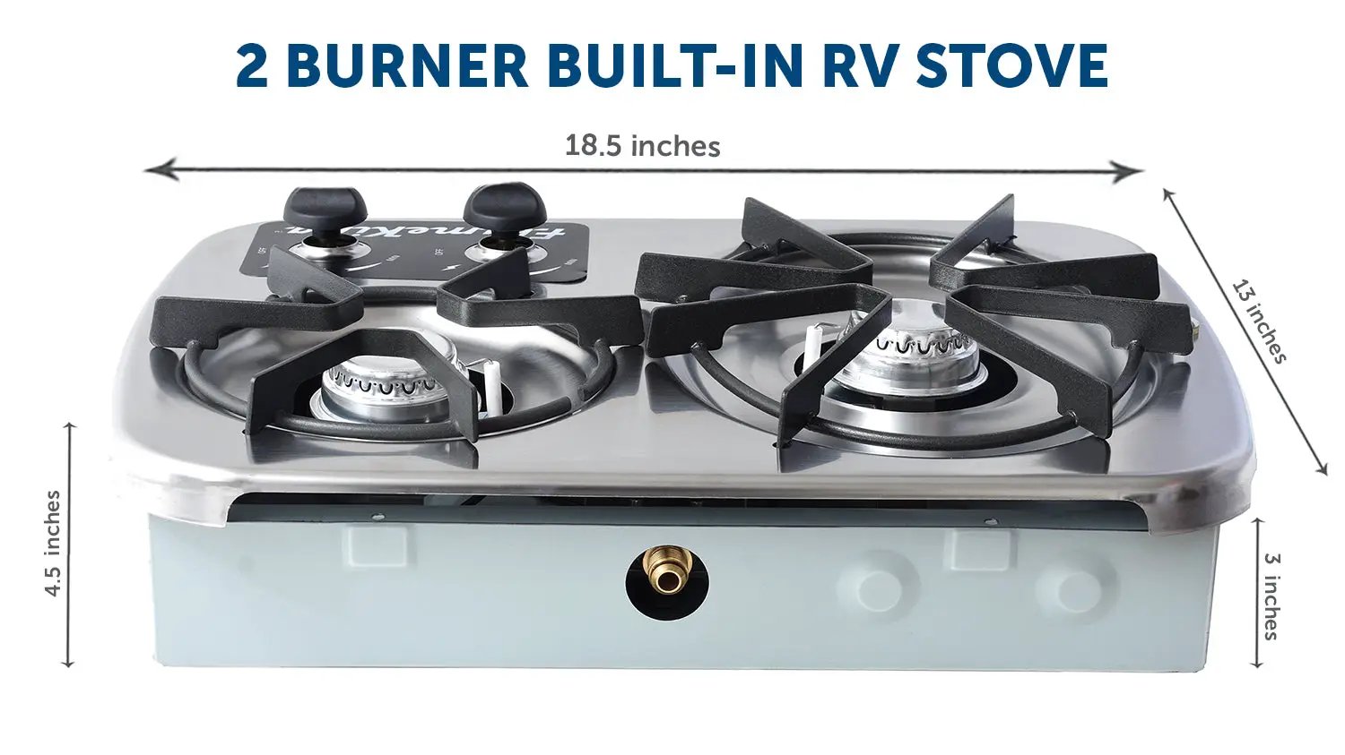 Flame King 2 Burner Built-In RV Trailer Stove with Wind Shield by Flame King Products