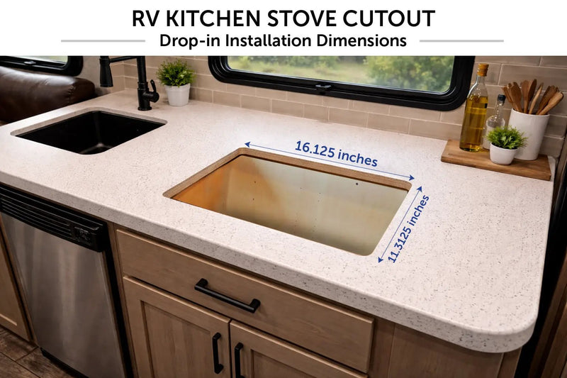 Flame King 2 Burner Built-In RV Trailer Stove with Wind Shield by Flame King Products
