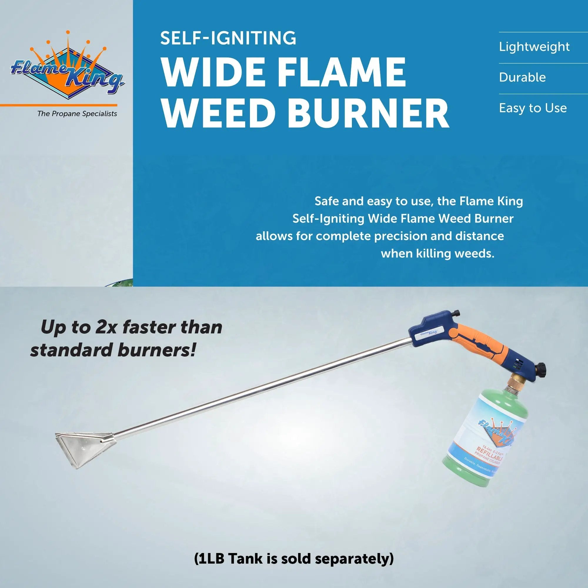 Flame King Propane Torch Wide Flame Weed Burner with Integrated Push Button Igniter by Flame King Products