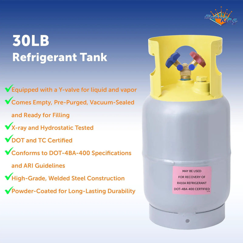 Flame King 30 lb Refrigerant Recovery Cylinder Tank with SCG Y-Valve by Flame King Products