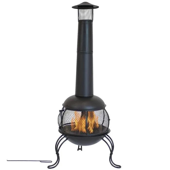 Black Steel Chimenea Wood Burning Fire Pit by HomePacific