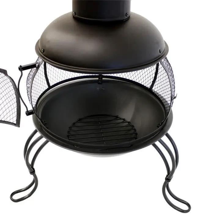 Black Steel Chimenea Wood Burning Fire Pit by HomePacific