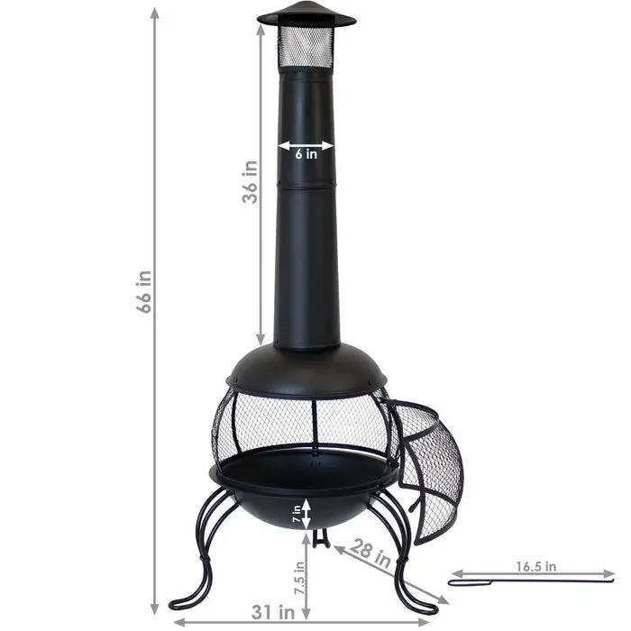 Black Steel Chimenea Wood Burning Fire Pit by HomePacific