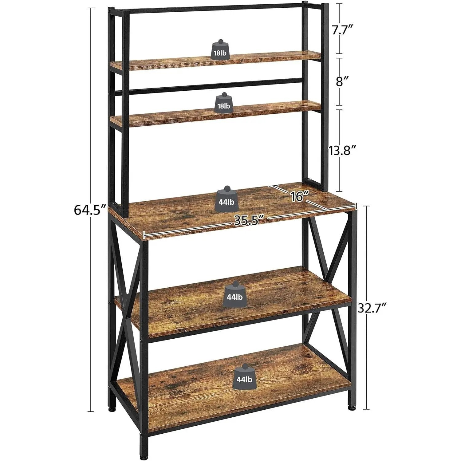 Modern Industrial Metal Wood Bakers Rack Kitchen Storage Shelf by HomePacific