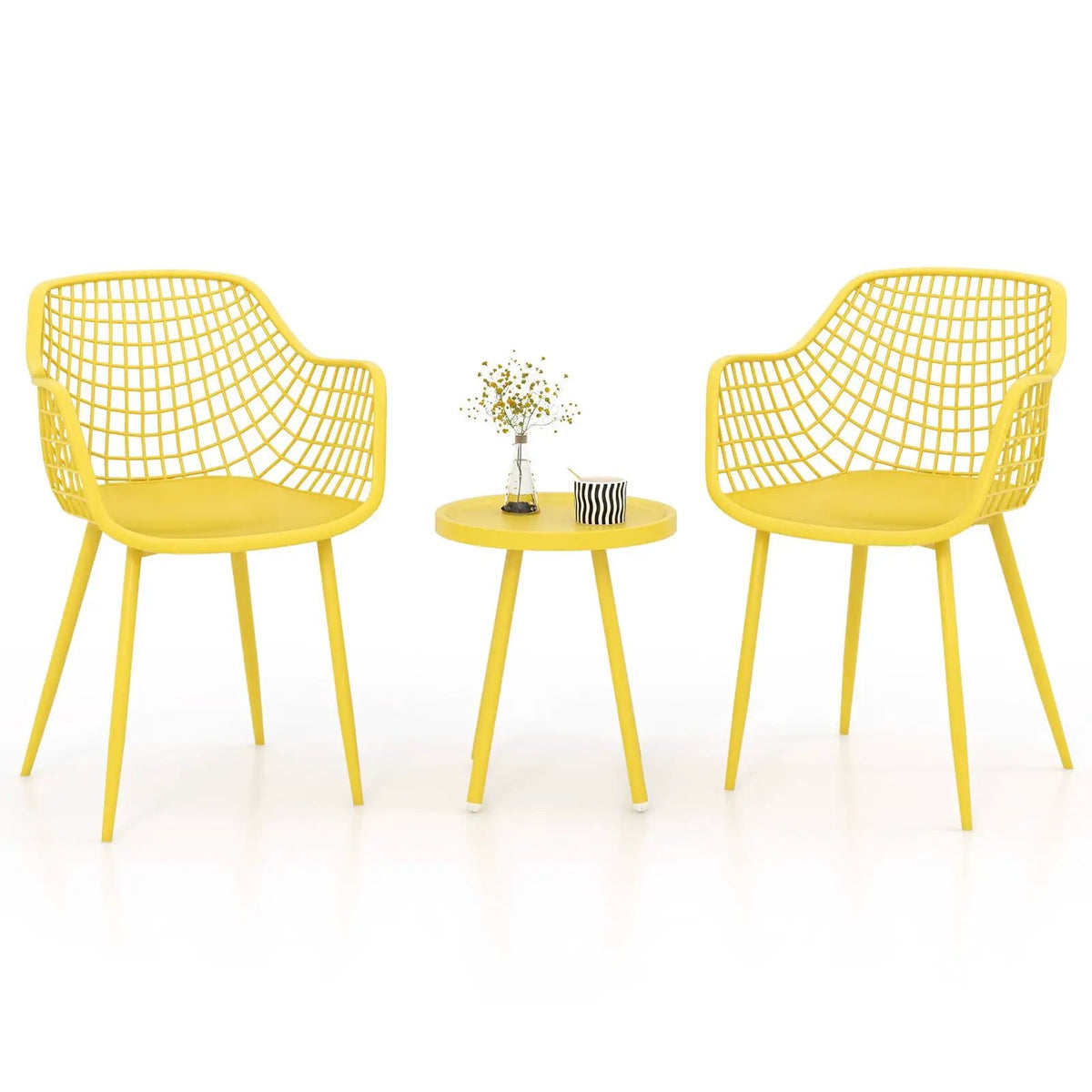 3 Piece Patio Chair Set with PP Seat and Tabletop for Porch, photo 7 of 24