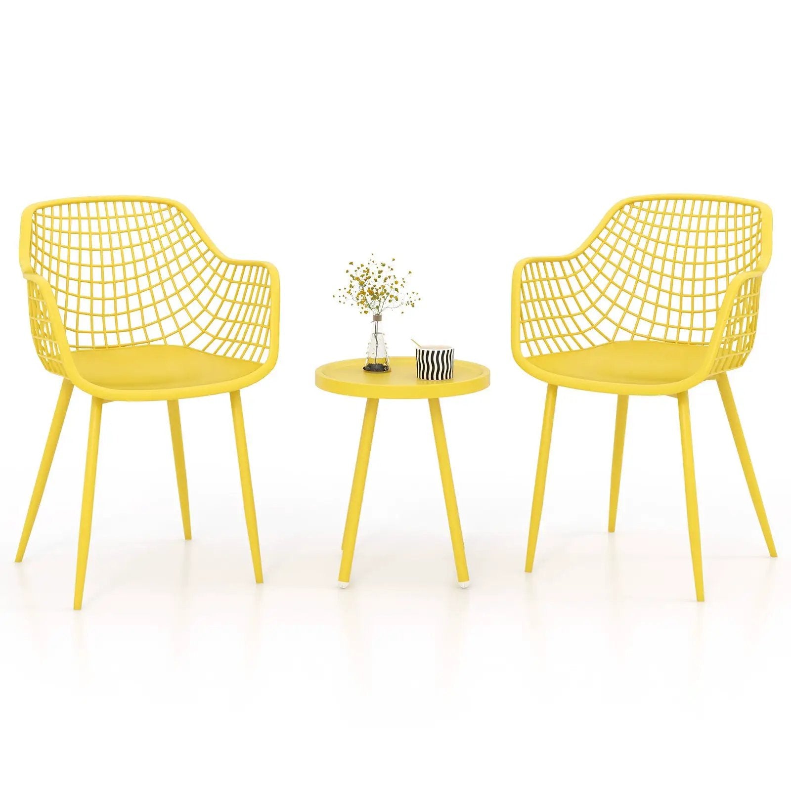 3 Piece Patio Chair Set with PP Seat and Tabletop for Porch by DirectDeals