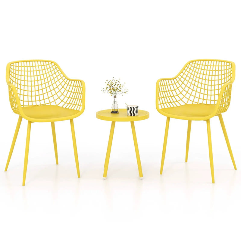3 Piece Patio Chair Set with PP Seat and Tabletop for Porch by DirectDeals