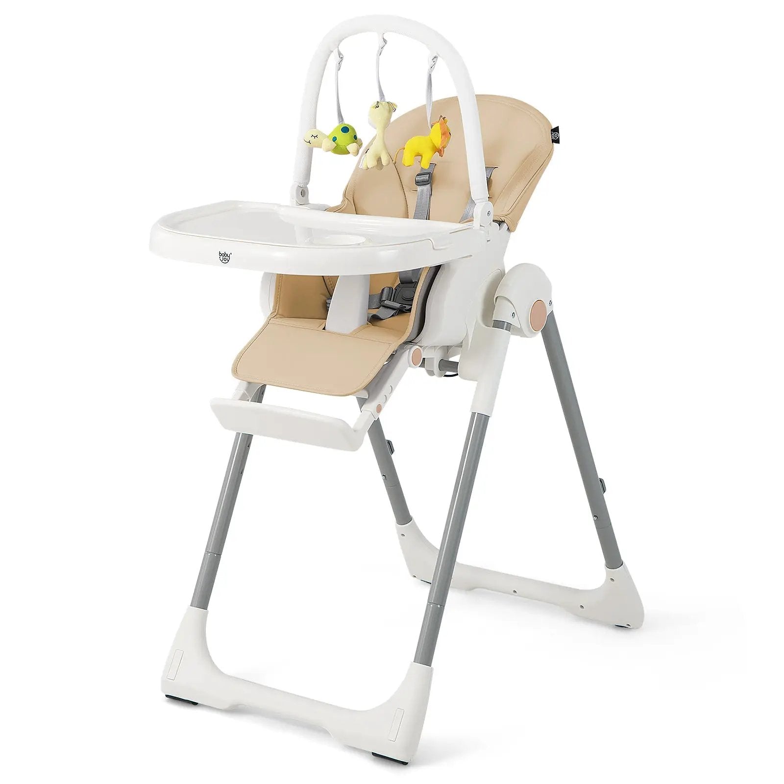 4-in-1 Foldable Baby High Chair with 7 Adjustable Heights and Free Toys Bar by DirectDeals