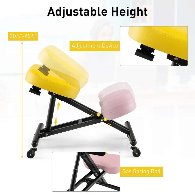 Adjustable Ergonomic Kneeling Chair with Upgraded Gas Spring Rod and Thick Foam Cushions by DirectDeals