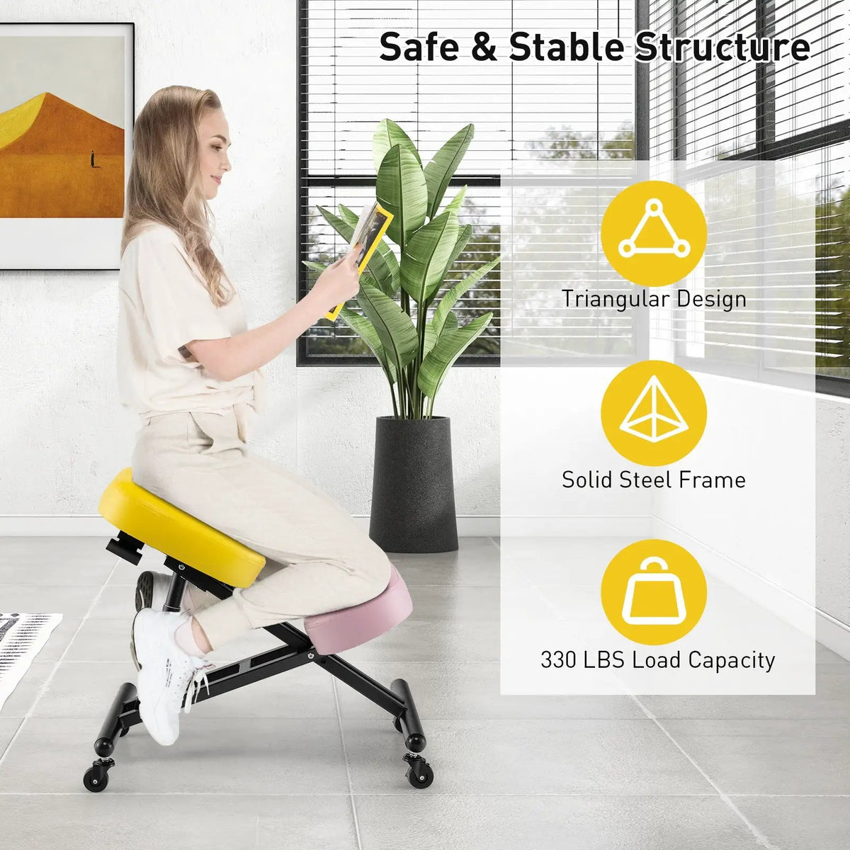 Adjustable Ergonomic Kneeling Chair with Upgraded Gas Spring Rod and Thick Foam Cushions, photo 16 of 16