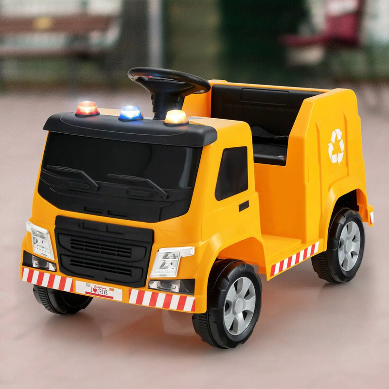 12V Kids Ride-on Garbage Truck with Warning Lights and 6 Recycling Accessories by DirectDeals