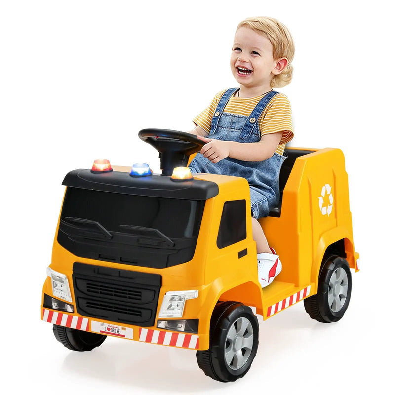 12V Kids Ride-on Garbage Truck with Warning Lights and 6 Recycling Accessories by DirectDeals