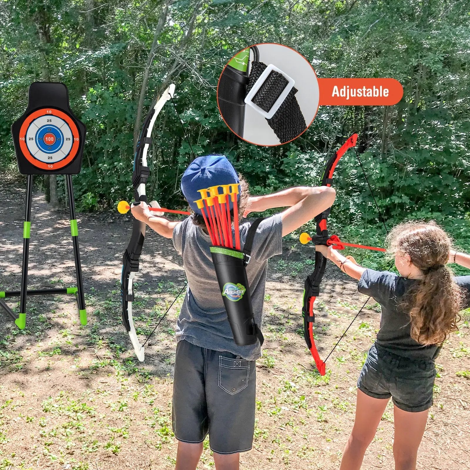 Youth Archery Bow Set with LED Light Up Bow and 20 Suction Cup Arrows for Kids by DirectDeals