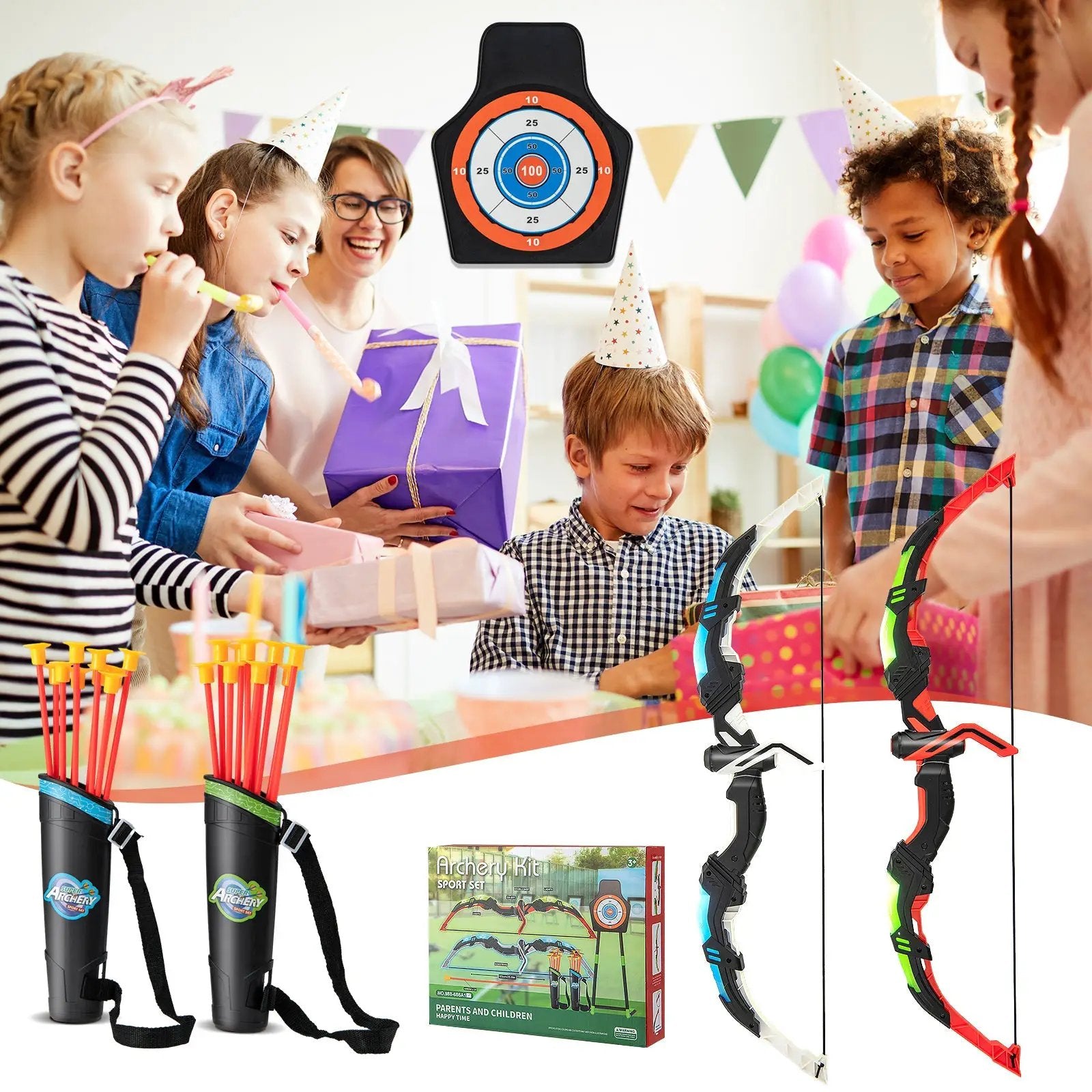 Youth Archery Bow Set with LED Light Up Bow and 20 Suction Cup Arrows for Kids by DirectDeals