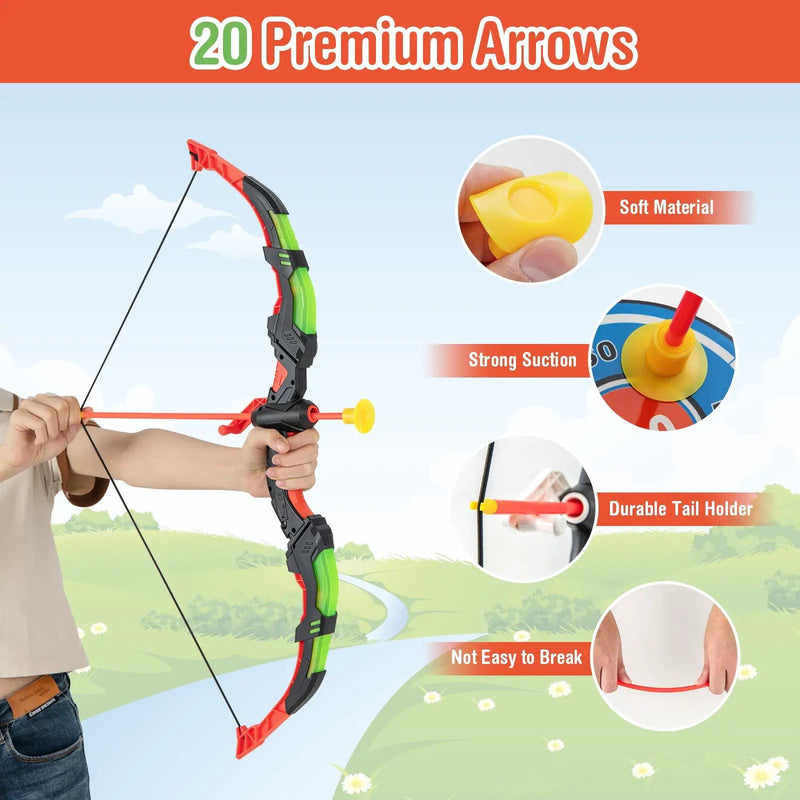 Youth Archery Bow Set with LED Light Up Bow and 20 Suction Cup Arrows for Kids by DirectDeals
