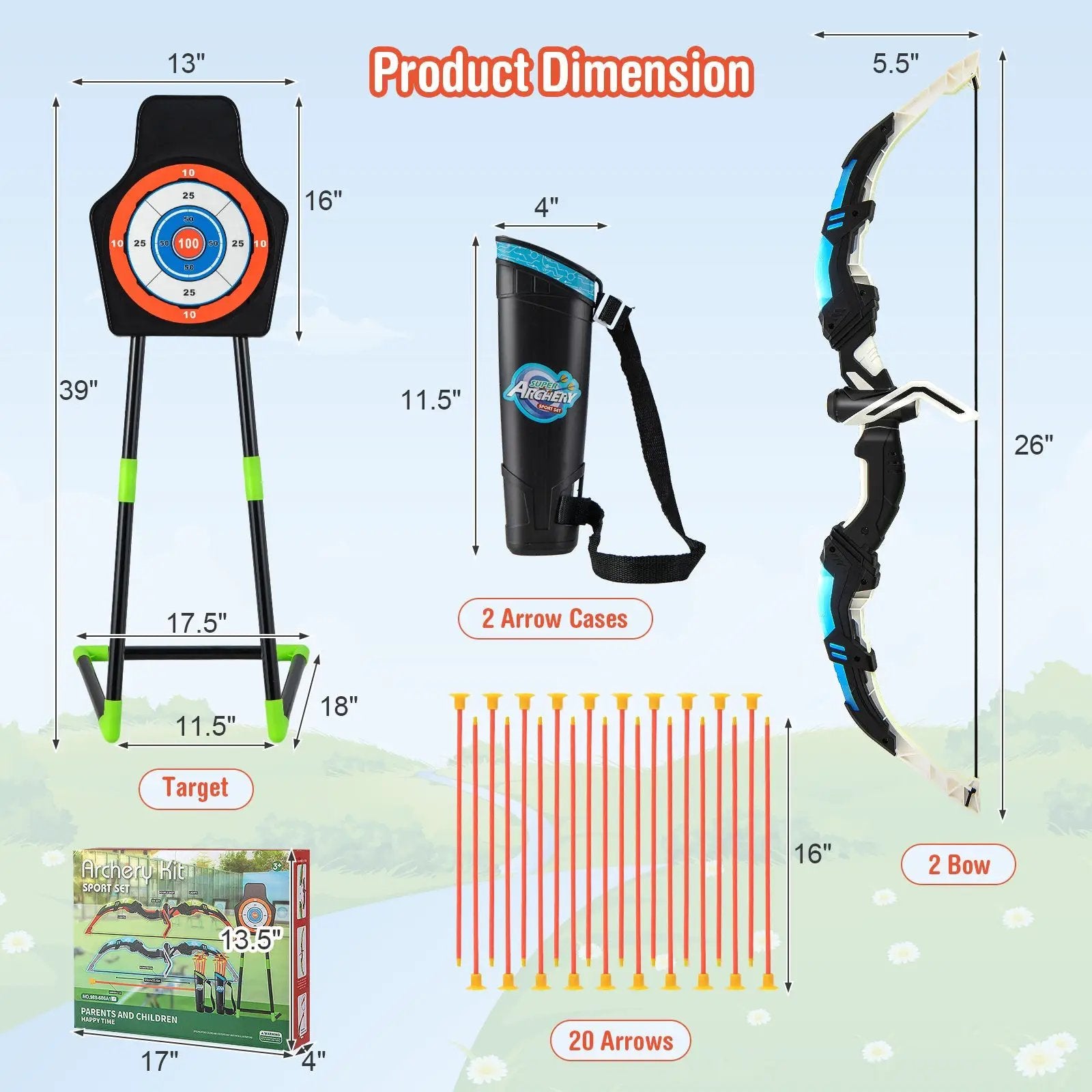 Youth Archery Bow Set with LED Light Up Bow and 20 Suction Cup Arrows for Kids by DirectDeals