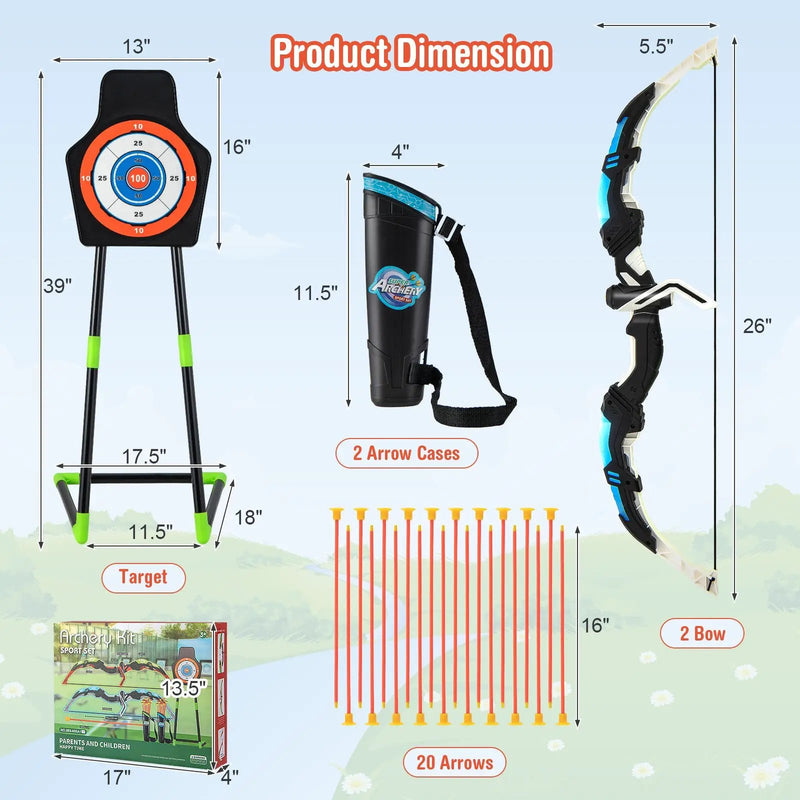 Youth Archery Bow Set with LED Light Up Bow and 20 Suction Cup Arrows for Kids by DirectDeals