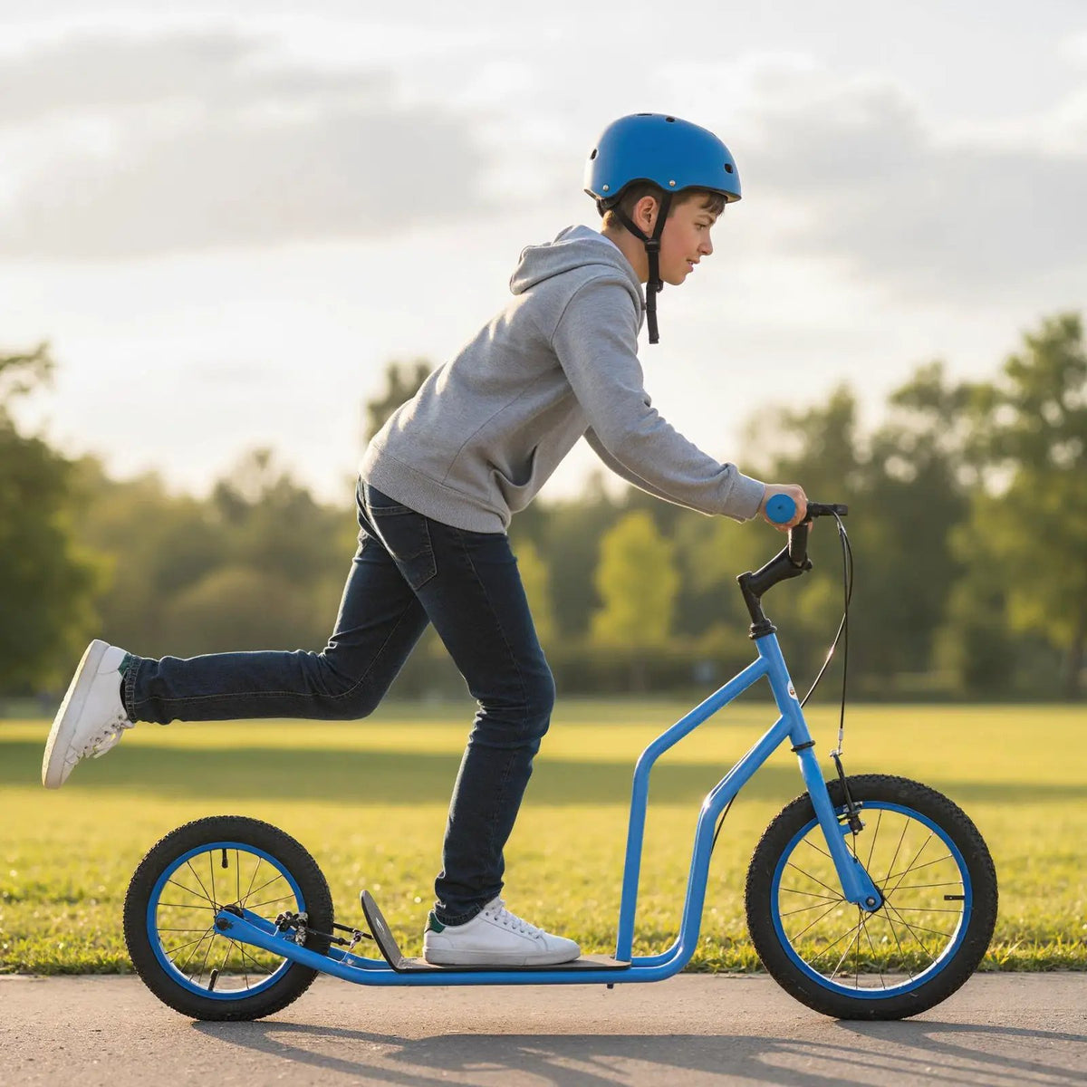 Youth Scooter with Adjustable Handlebar and 16/14-Inch Inflatable Wheels for Age 8+ Years Old, photo 3 of 24