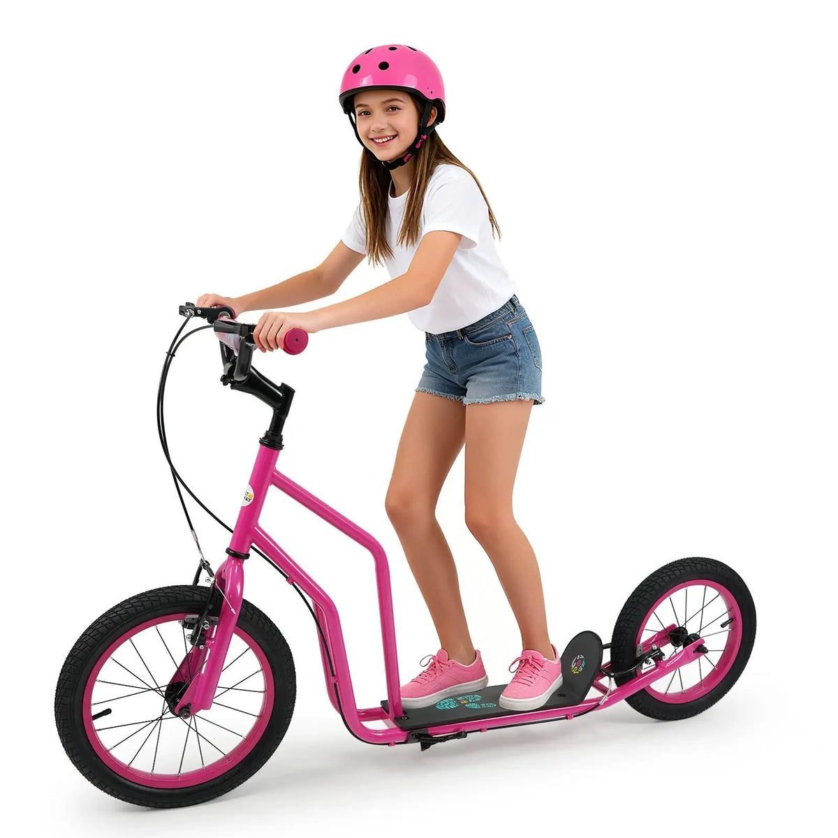 Youth Scooter with Adjustable Handlebar and 16/14-Inch Inflatable Wheels for Age 8+ Years Old, photo 7 of 24
