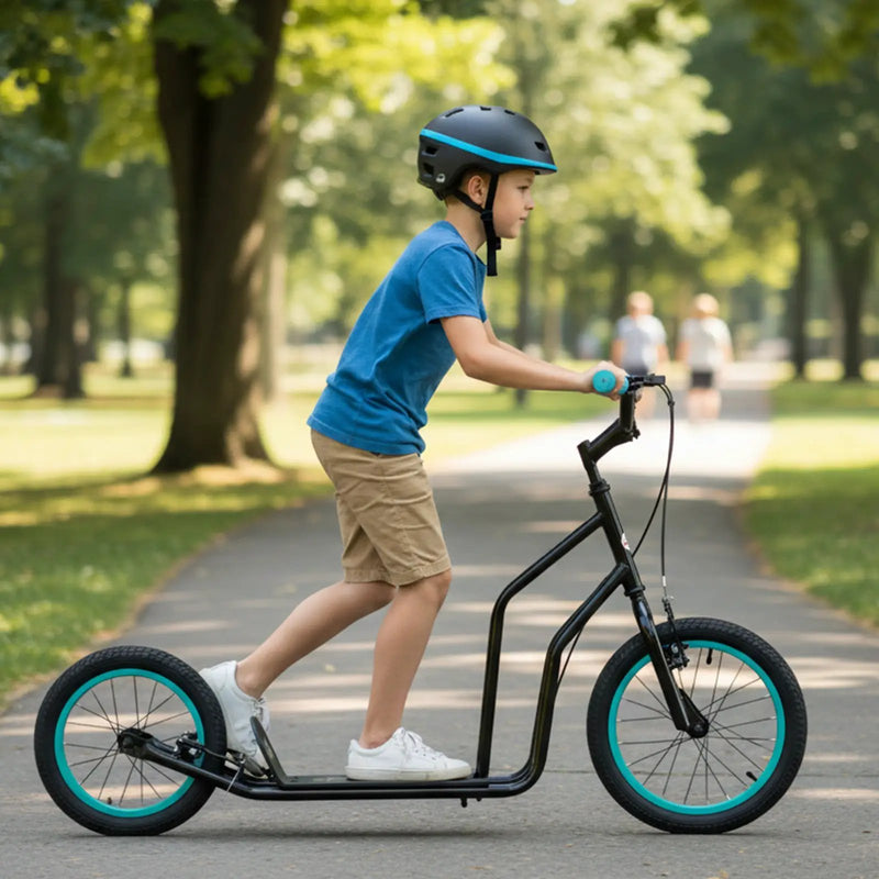 Youth Scooter with Adjustable Handlebar and 16/14-Inch Inflatable Wheels for Age 8+ Years Old by DirectDeals
