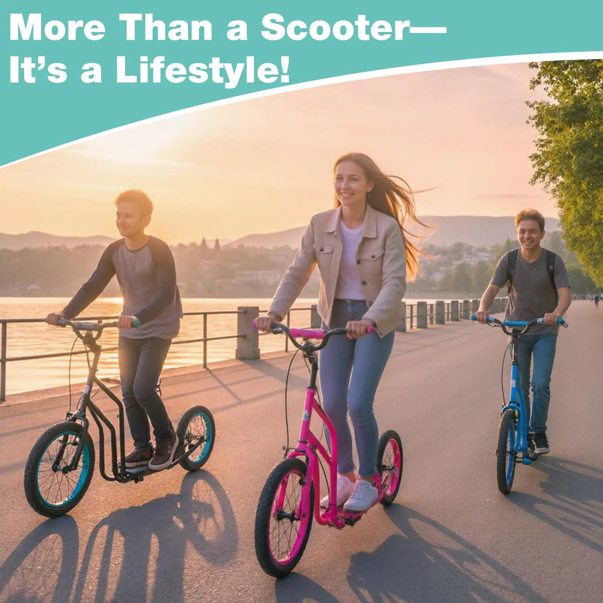 Youth Scooter with Adjustable Handlebar and 16/14-Inch Inflatable Wheels for Age 8+ Years Old, photo 19 of 24