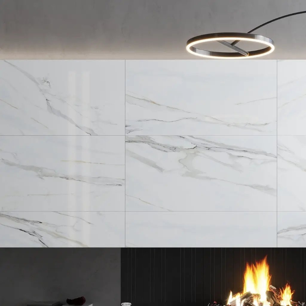 Pearl White 24x48 Polished Field Porcelain Tile (2 pack, 15.48 sq ft/case) by Apollo Tile
