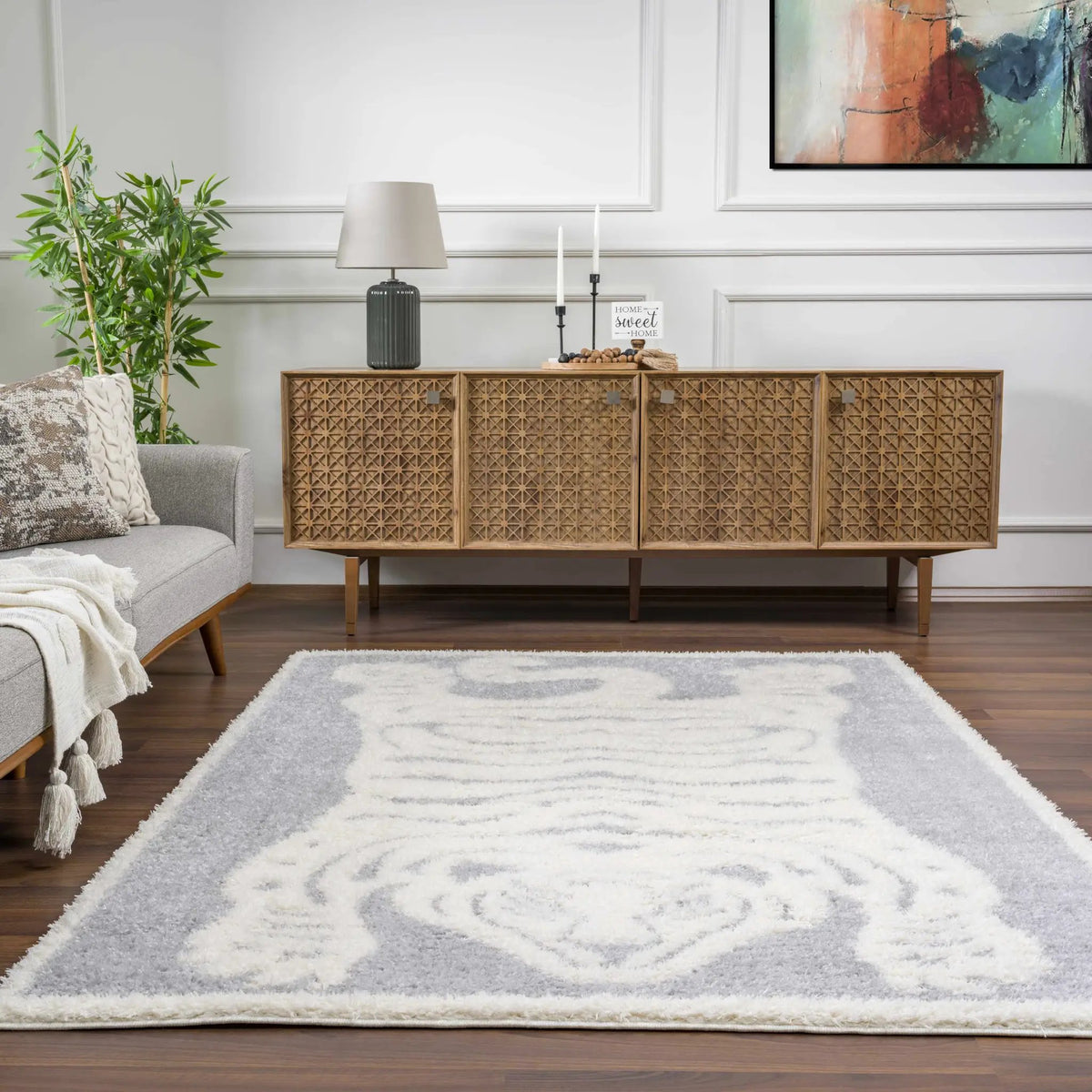 Zane Gray Tibetan Tiger Area Rug - Clearance, installed in a room 3