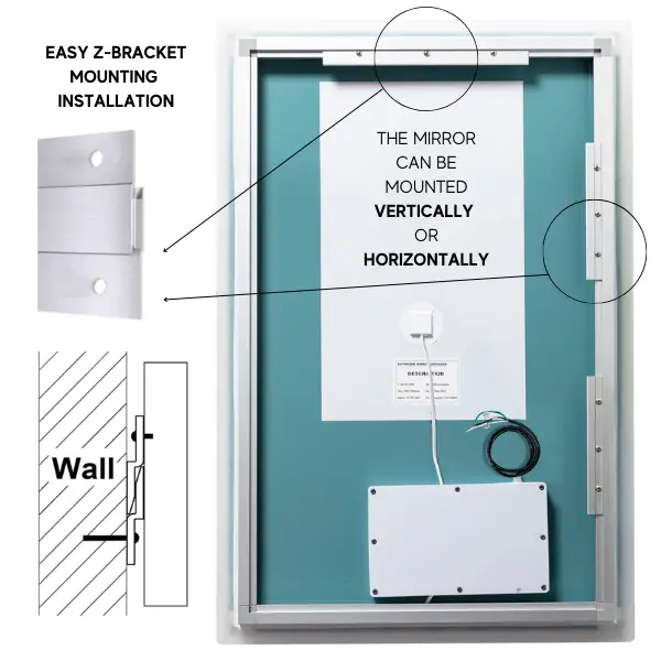Zeek 24"x36" Backlit LED Rectangular Bathroom Wall Mirror MA2436 by ZEEK