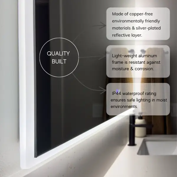 Zeek 36"x36" Backlit LED Square Bathroom Wall Mirror MA3636 by ZEEK