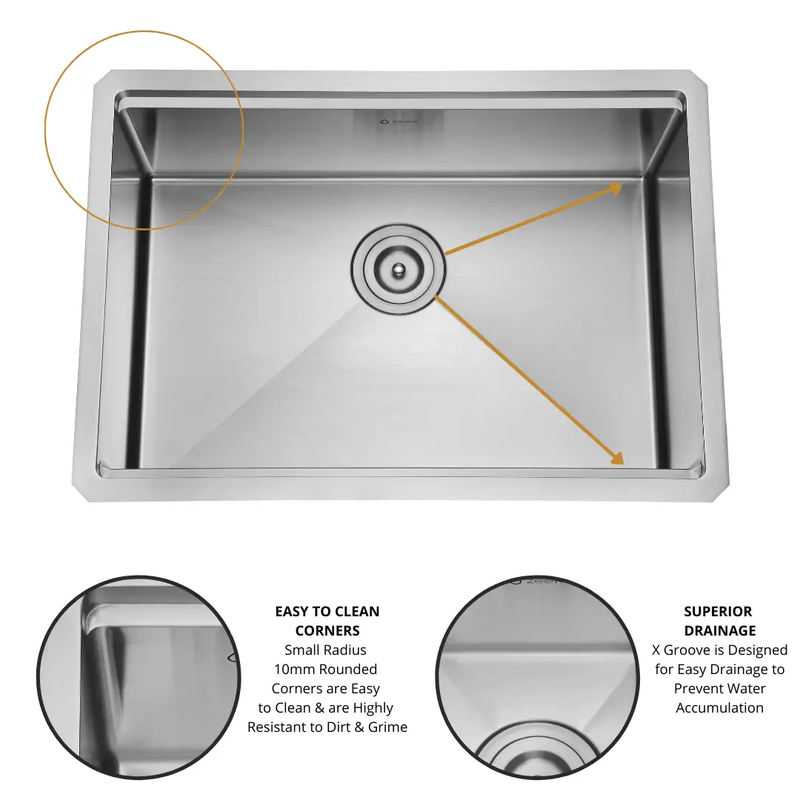 Zeek 27 x 19 Inch Undermount / Drop-In Workstation Kitchen Sink 16G Stainless Steel ZH-LD27 by ZEEK