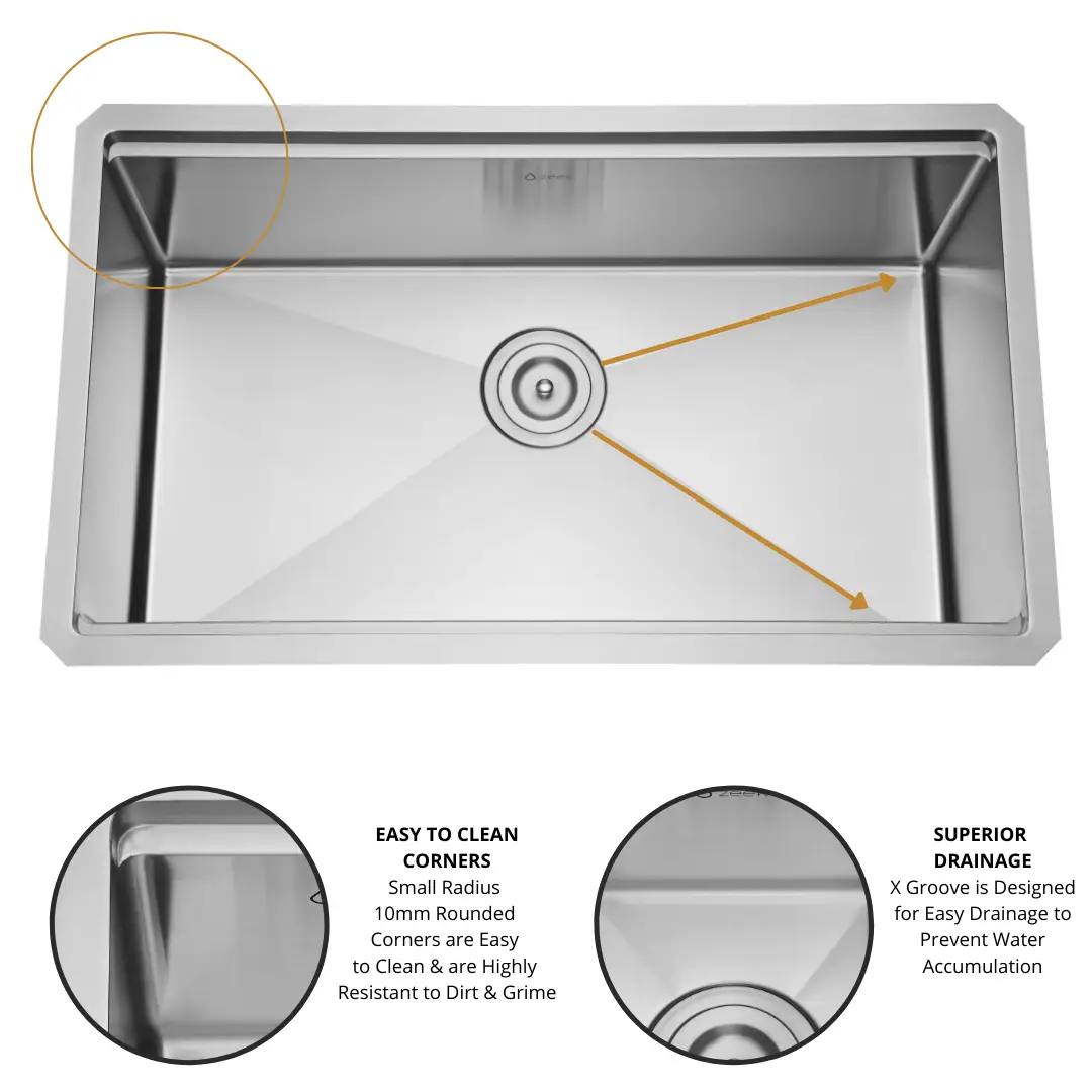 Zeek 32" Undermount / Drop-In Single Bowl Workstation Kitchen Sink ZH-LD32 by ZEEK