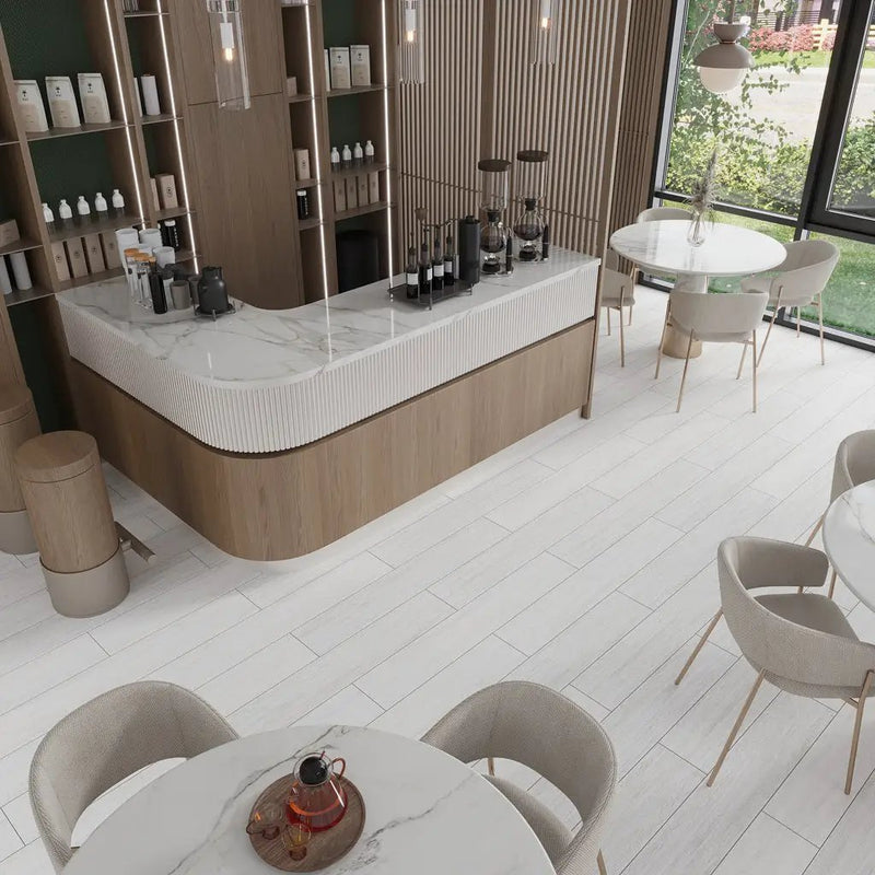 Blanco 8x48 Matte Porcelain Large Format Tile (5 pack, 12.91 sq ft/case) by Apollo Tile