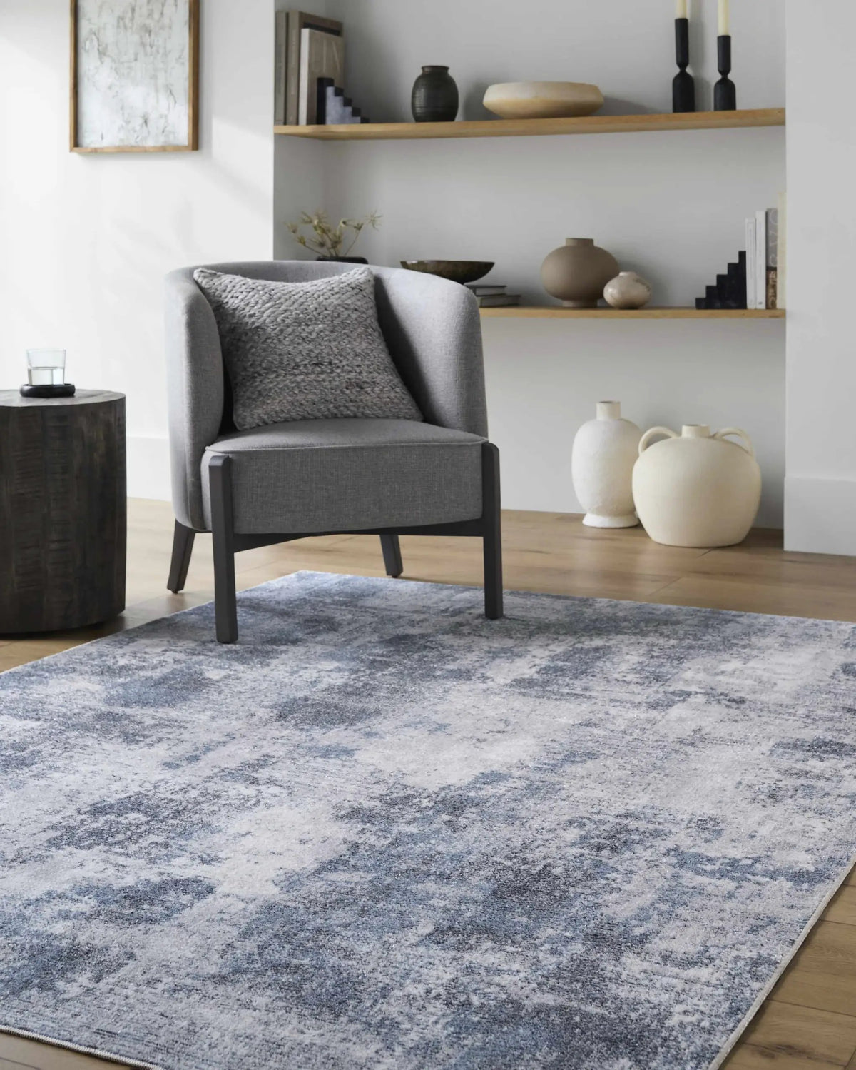 Anitra Off White Washable Area Rug, installed in a room