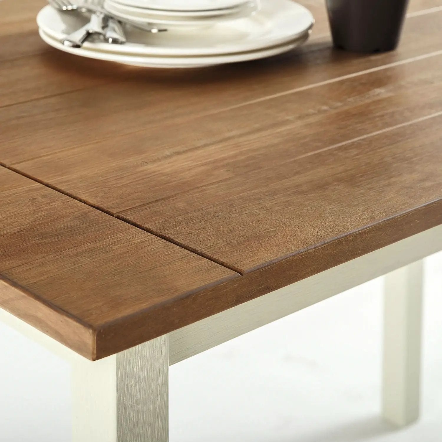 Classic Pine Wood 45 x 28 inch Dining Table with White Legs by HomePacific