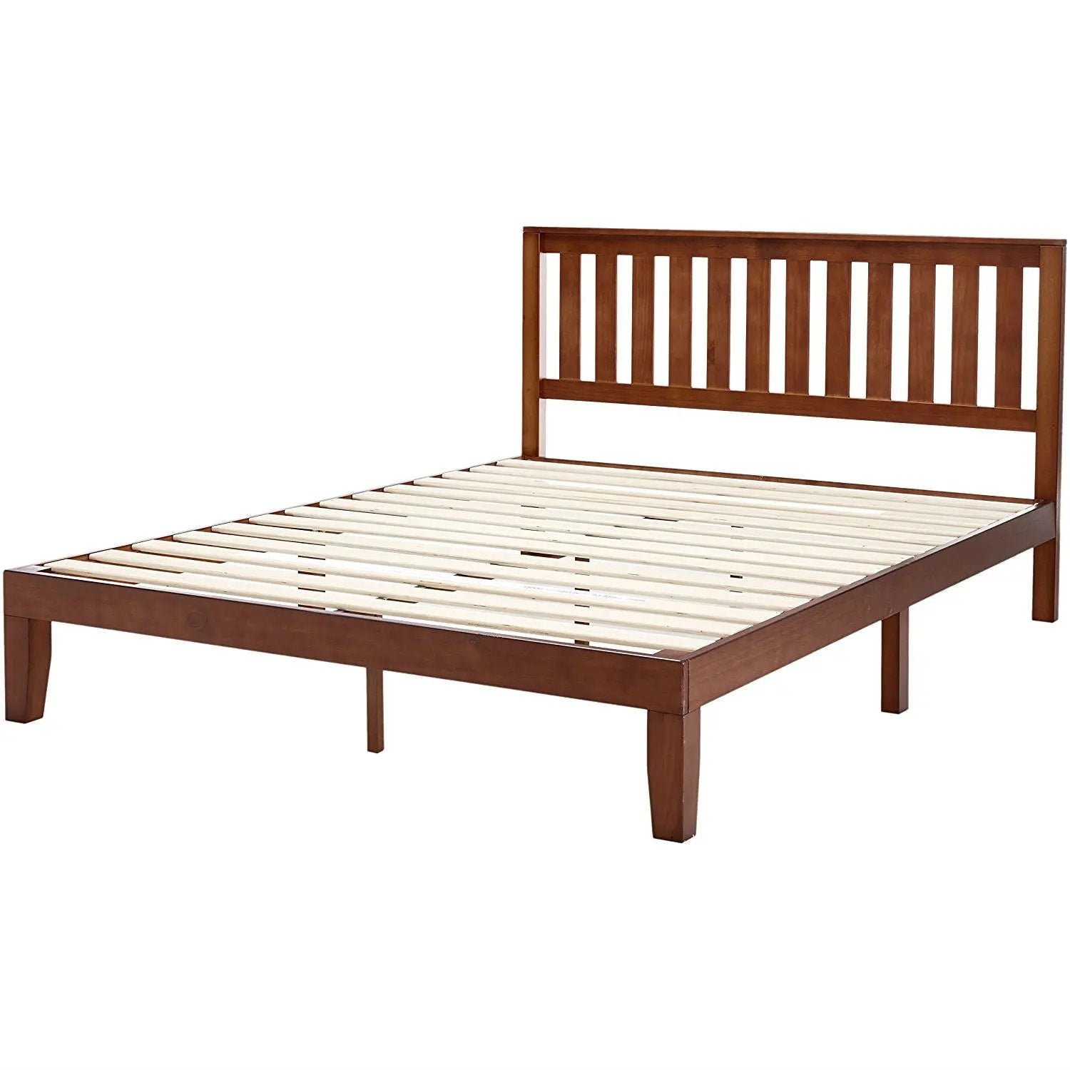Queen size Mission Style Solid Wood Platform Bed Frame with Headboard in Espresso Finish by HomePacific