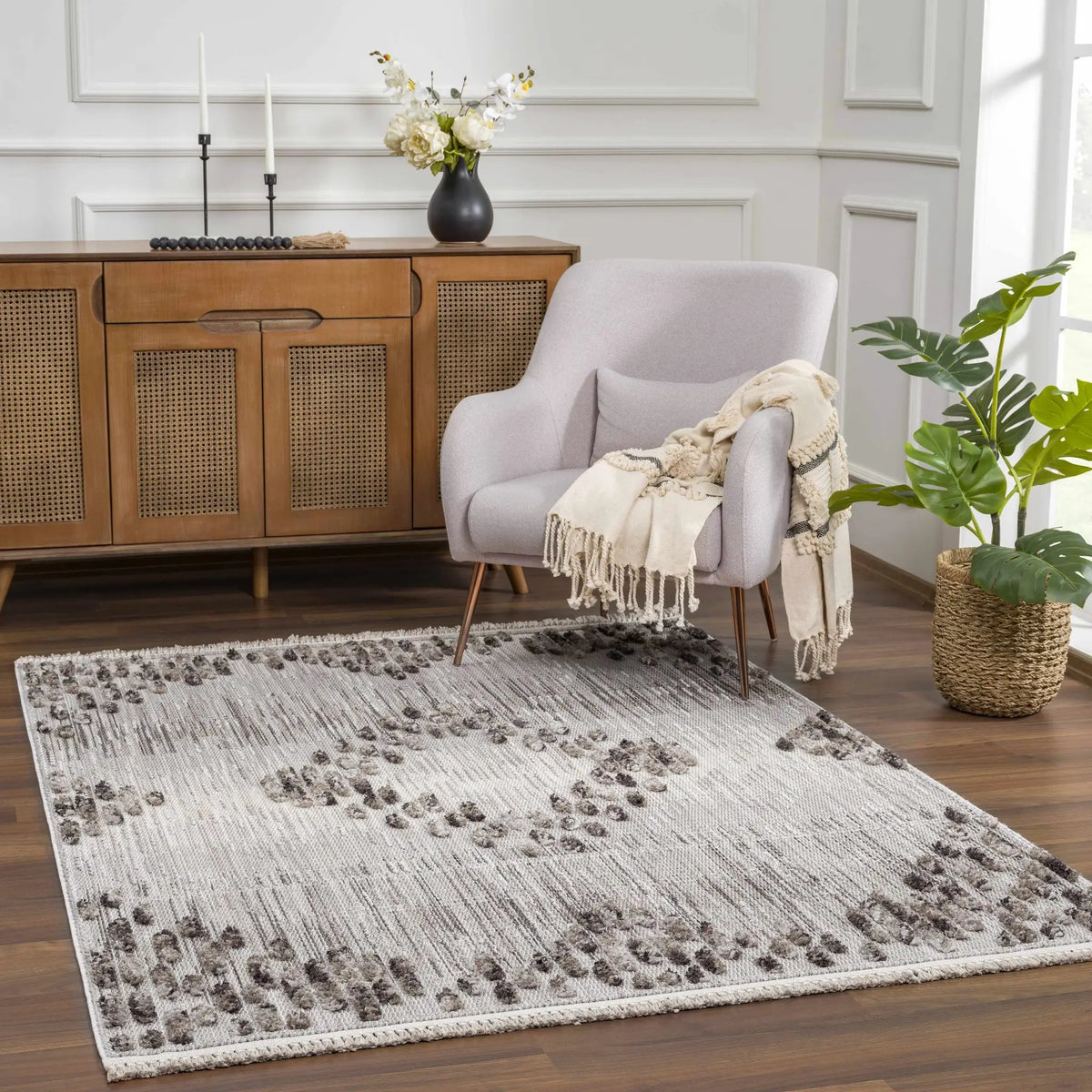 Cabarroguis Area Rug, installed in a room