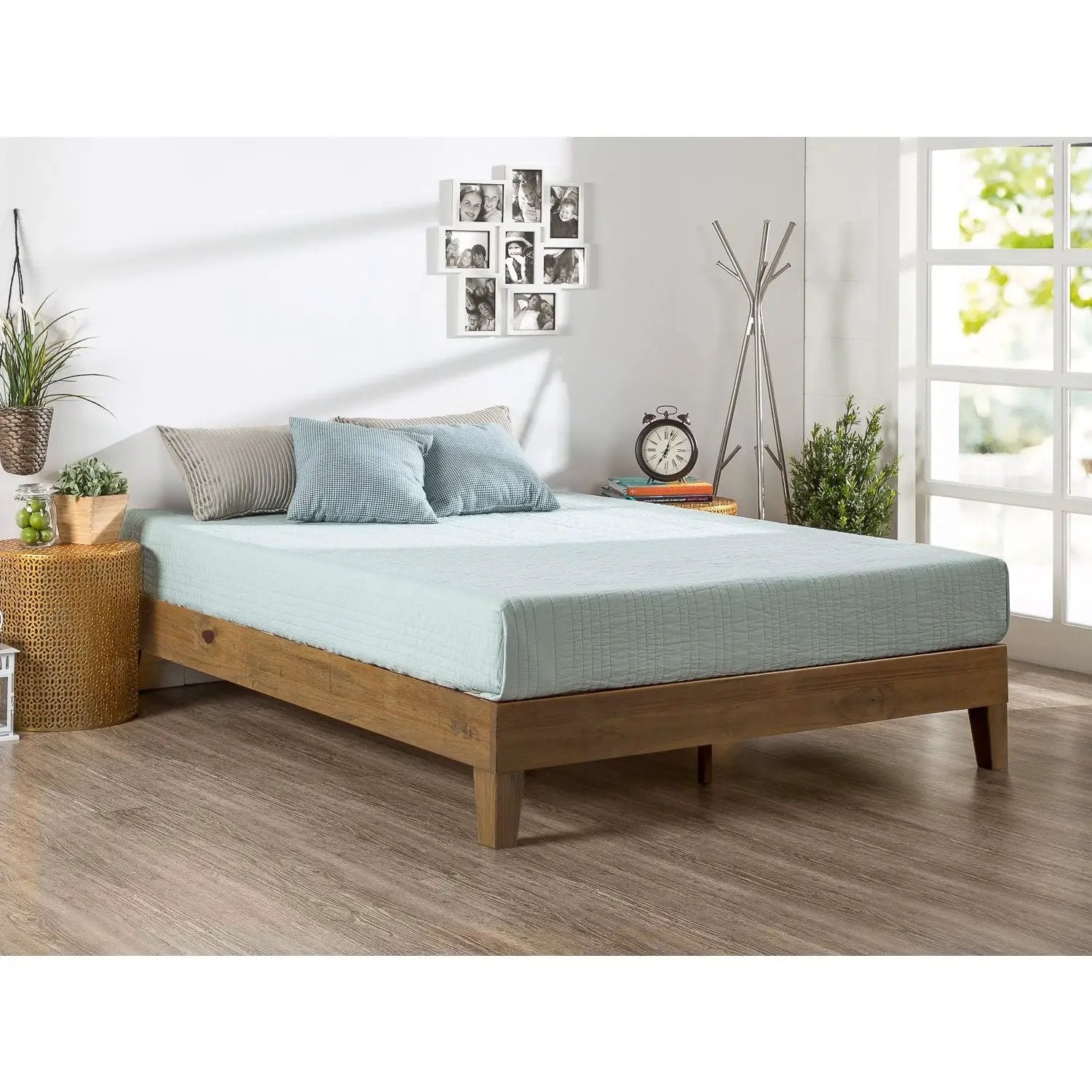 Twin size Solid Wood Platform Bed Frame in Pine Finish by HomePacific