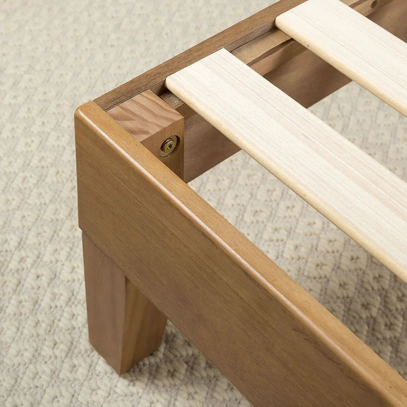 Twin size Solid Wood Platform Bed Frame in Pine Finish by HomePacific