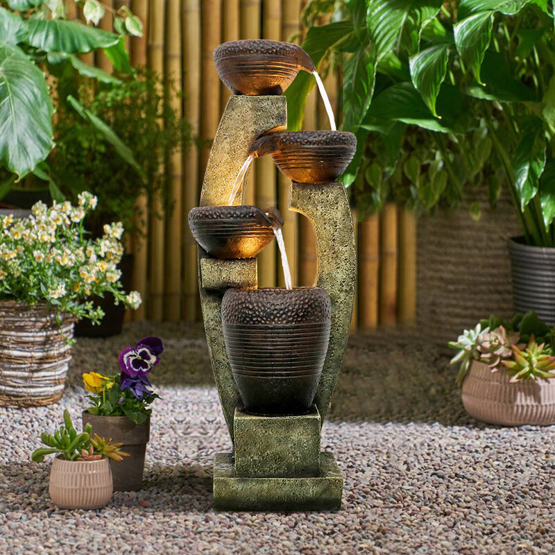 Resin Curved Sculptural Outdoor Water Fountain 40 Inch, photo 2 of 6