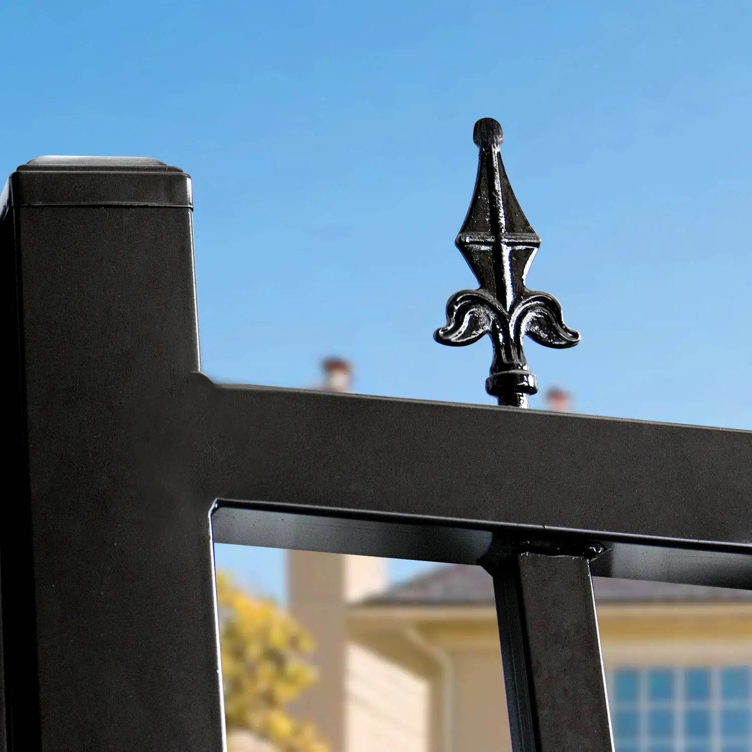 14x8 ft Steel Dual Swing Driveway Gate with Wider Goalposts by Chery Industrial