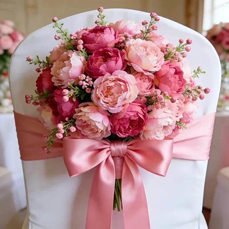 A Selection of High-Rated Artificial Two-Tone Peony Bouquets - Lifelike Flowers for Outdoor Decor, Home Decoration, And Event Decoration - Festive Floral Arrangements, Premium Bouquets, Bridal Bouquets, Valentine'S Day by House Of Avana